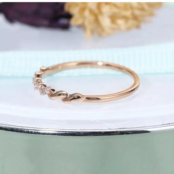 Elegant 925 Silver,rose Gold Rings White Sapphire - Picture 5 of 5